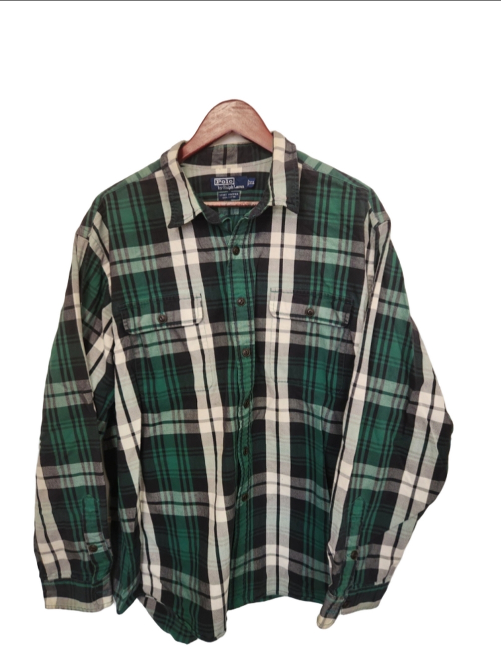 Polo by Ralph Lauren Plaid Button Down Shirt XXL Green Black